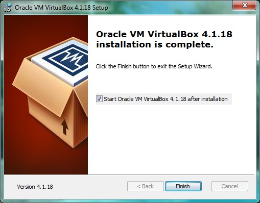 VirtualBox a fini son installation