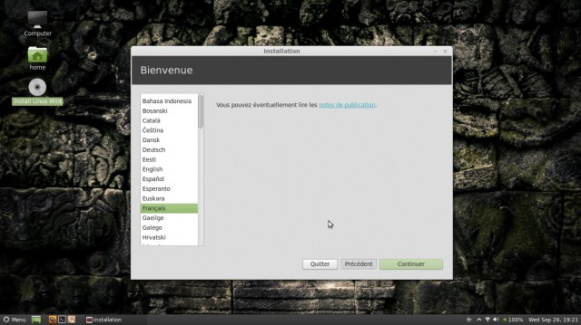 Linux Mint 13 Maya Cinnamon installation Bienvenue