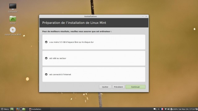 Préparation de l'installation de Linux Mint 14