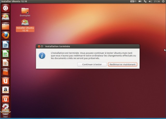 Ubuntu fin de l'installation