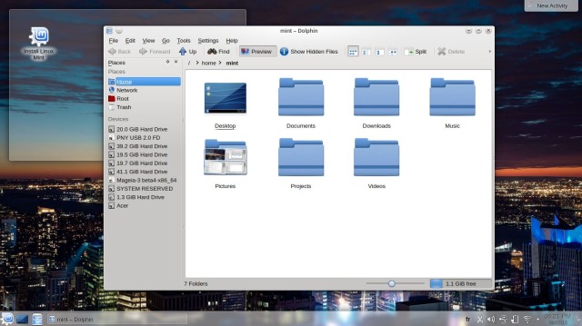 Fichiers sous Linux Mint 15 KDE