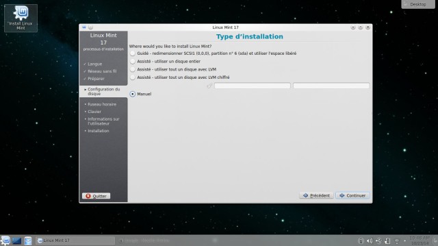 Type d'installation Linux Mint