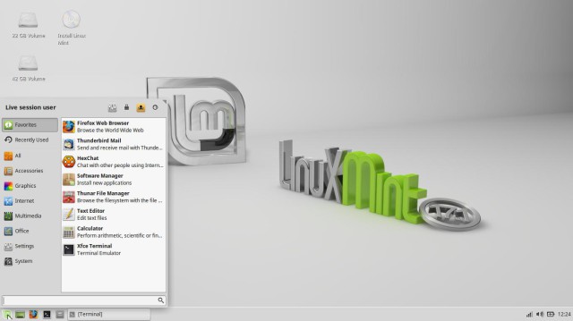 Menu Linux Mint xfce