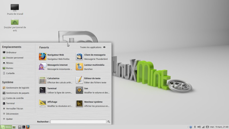 Linux Mint Mate le menu