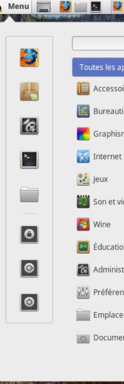 Le menu principal de Linux Mint