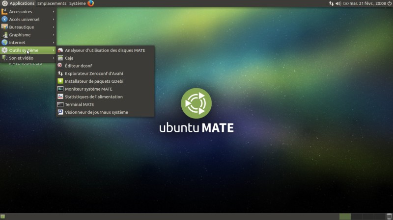 Menu Ubuntu Mate Applications