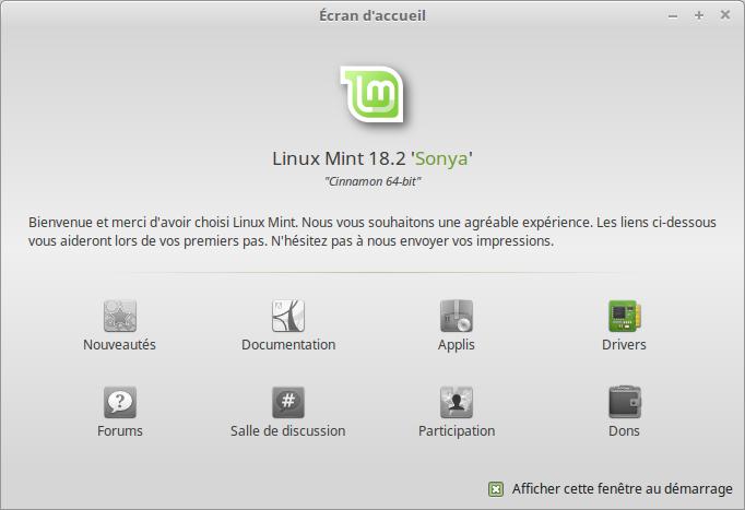 Bienvenue Linux Mint 18.2 .Sonya