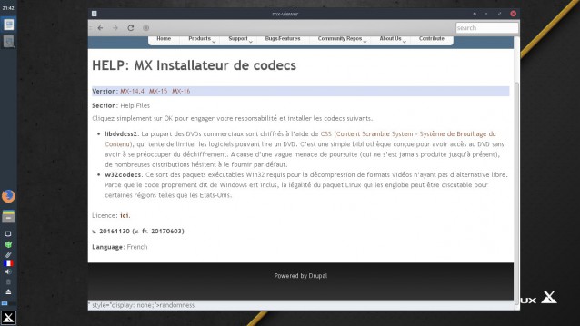 Installation des codecs MX Linux 17