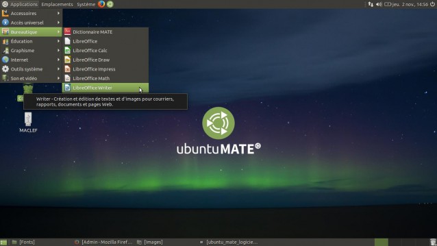 Ubuntu mate le menu principal