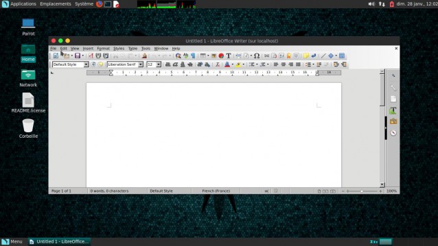 Parrot  LibreOffice Writer en anglais