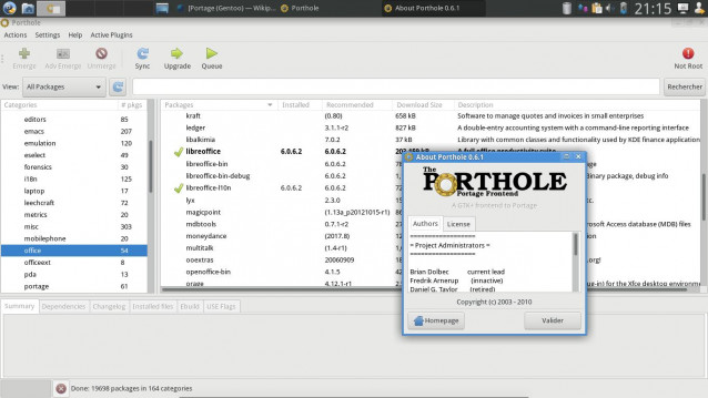 Installer Porthole interface graphique d'installation de logiciels pour distributions à base Gentoo