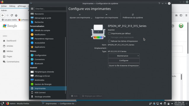Installer l'imprimante sous KDE Neon
