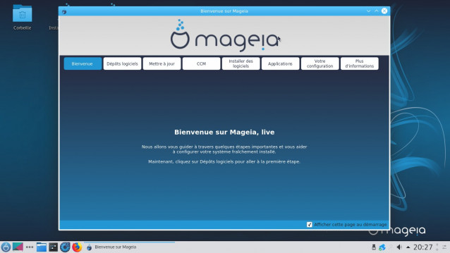 Fenêtre de Bienvenue de Mageia 7 KDE Plasma