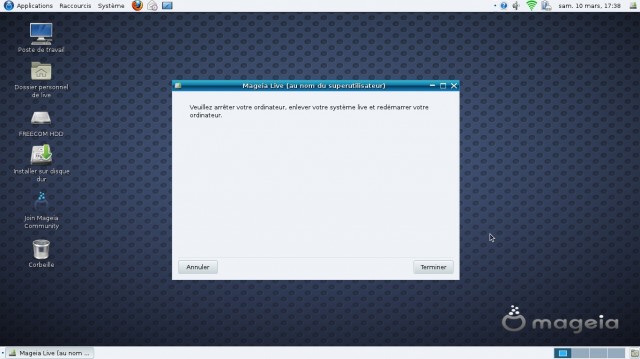 Mageia 1 Gnome fin d'installation