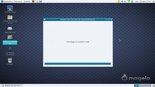 Mageia 1 gnome formatage en cours