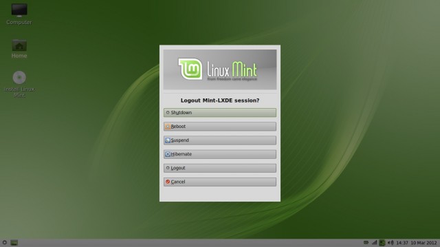 Linux Mint 12 LXDE éteindre