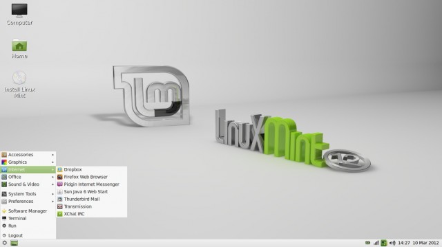Linux Mint 12 LXDE le menu