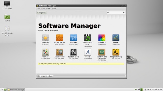 Linux Mint 12 LXDE Gestionnaire de logiciels