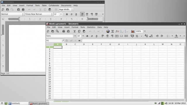 Linux Mint 12 LXDE AbiWord et Gnumeric