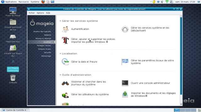 Mageia 1 le centre de contrôle