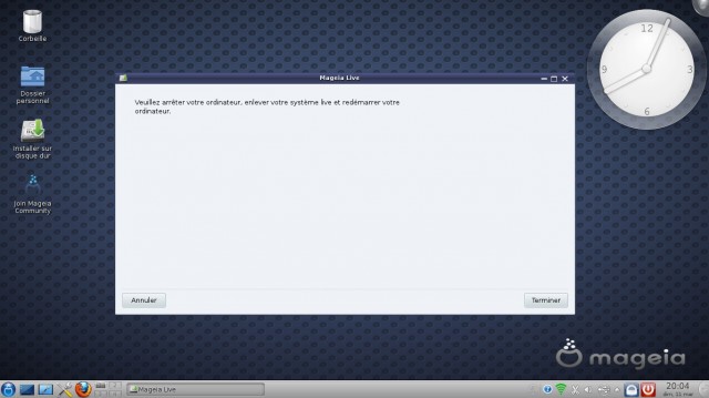 Mageia 1 kde fin d'installation