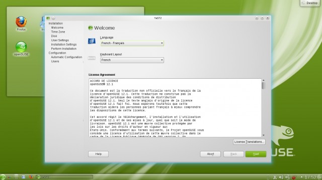 Opensuse 12.1 installation