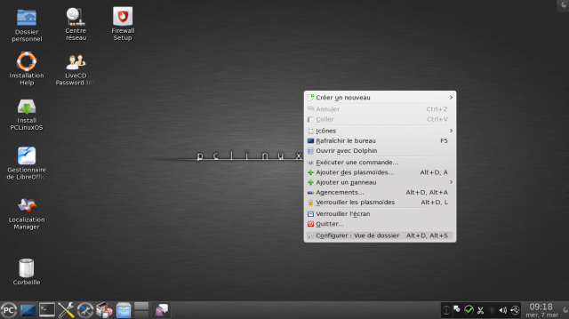 Un menu de PCLinuxOS 2012
