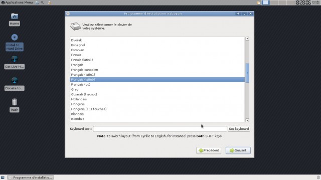 Sabayon 8 XFCE choix de la langue