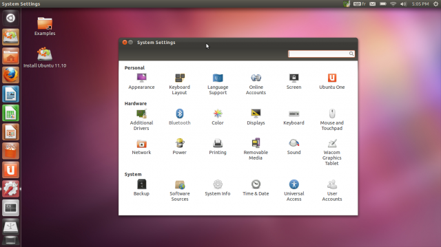 Paramètres du système Ubuntu 11.10