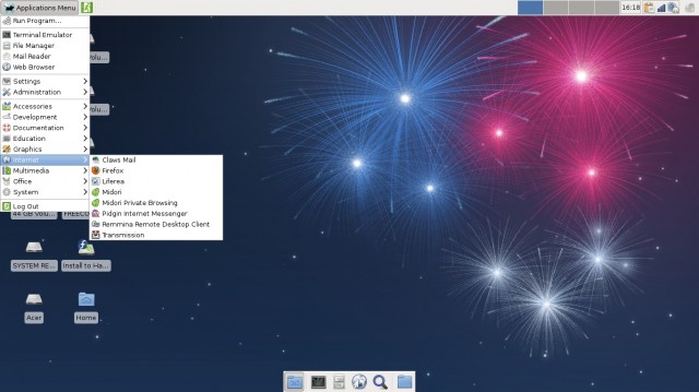 Fedora 17 xfce le menu