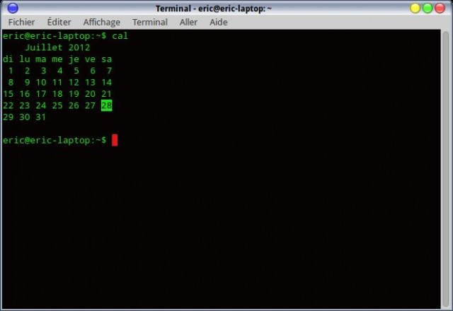 Un calendrier dans un terminal