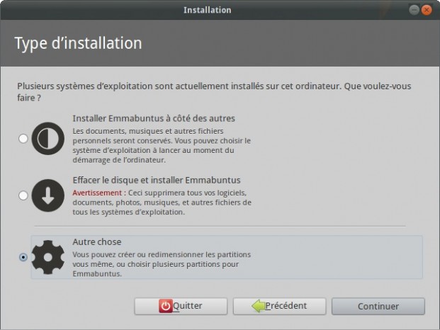 Emmabuntüs choix du type d'installation