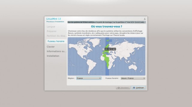 Fuseau horaire mint 13 kde