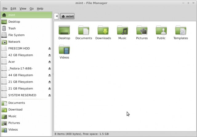 Linux Mint Maya XFCE file manager