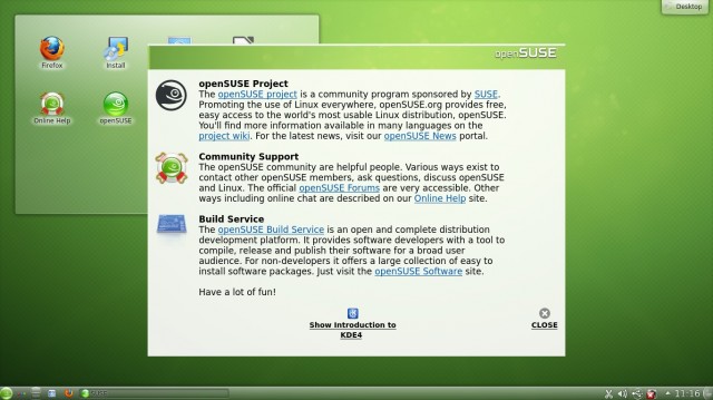 Fenêtre de présentation openSUSE 12.2 RC