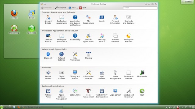 OpenSUSE 12.2 Configurer le bureau