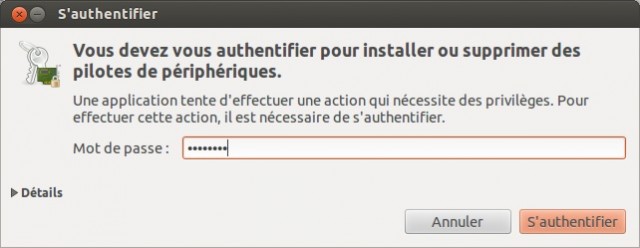 Ubuntu authentification nécessaire