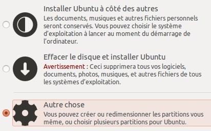 Ubuntu choix de l'installation