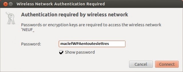 Ubuntu clef WPA en  toutes lettres