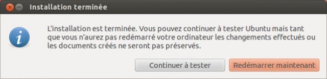 Ubuntu fin de l'installation