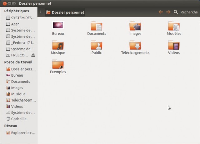 Explorateur de fichiers Ubuntu 12.04 LTS