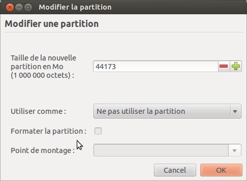 Ubuntu parametres partition
