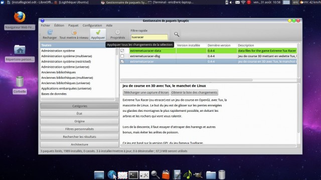 Appliquer pour installer avec Synaptic