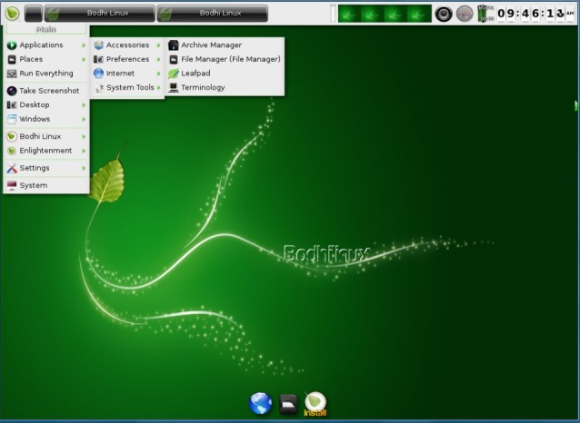 Bodhi Linux le menu