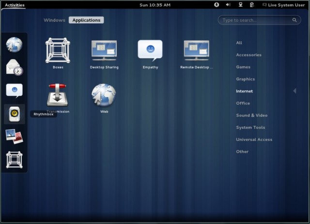 Gnome 3.4 internet