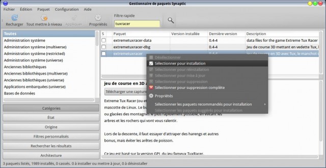 Installation d'un logiciel avec Synaptic