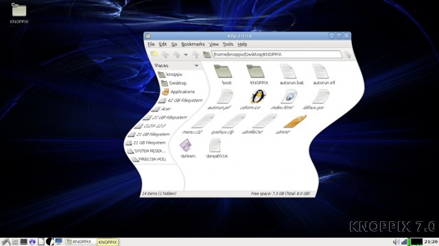 Knoppix fenêtre ondule