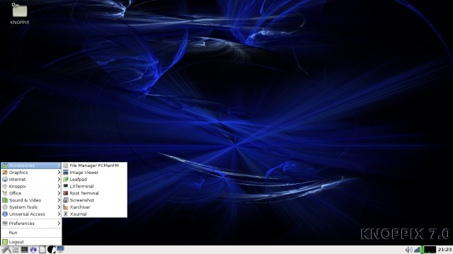 Knoppix 7.0.4 le menu sous LXDE