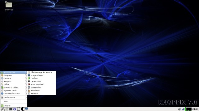 Knoppix 7.0.4 le menu sous LXDE