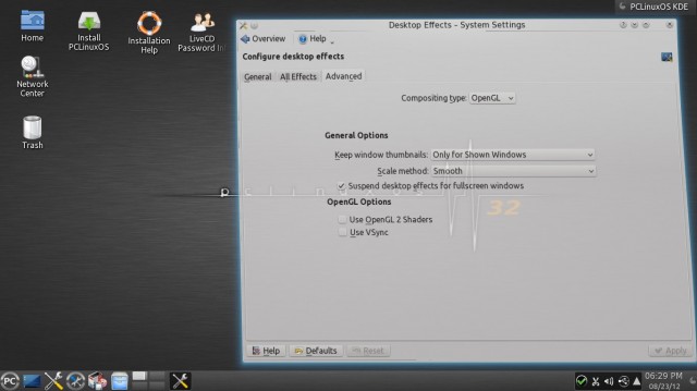 PCLinuxOS les effets de bureau